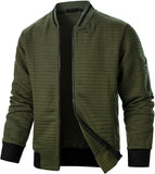 Men's Waffle Bomber Jacket | Lightweight Textured Varsity Coat