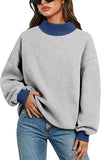 Women's Oversized Color Block Turtleneck Sweatshirt